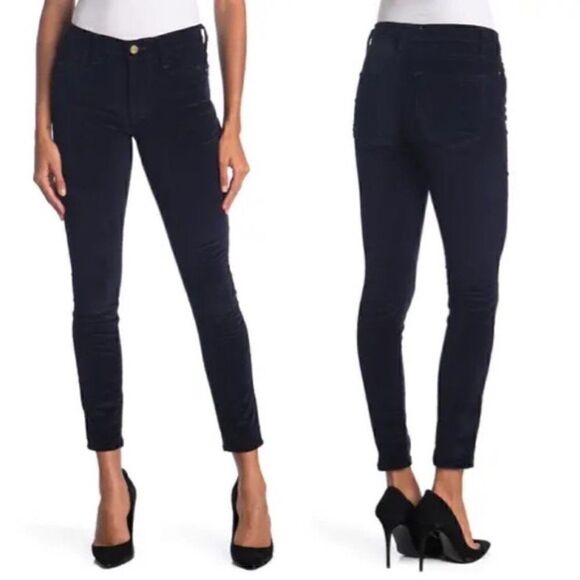 NWT Frame Le High Skinny Navy Corduroy Pants -24 - Picture 1 of 9